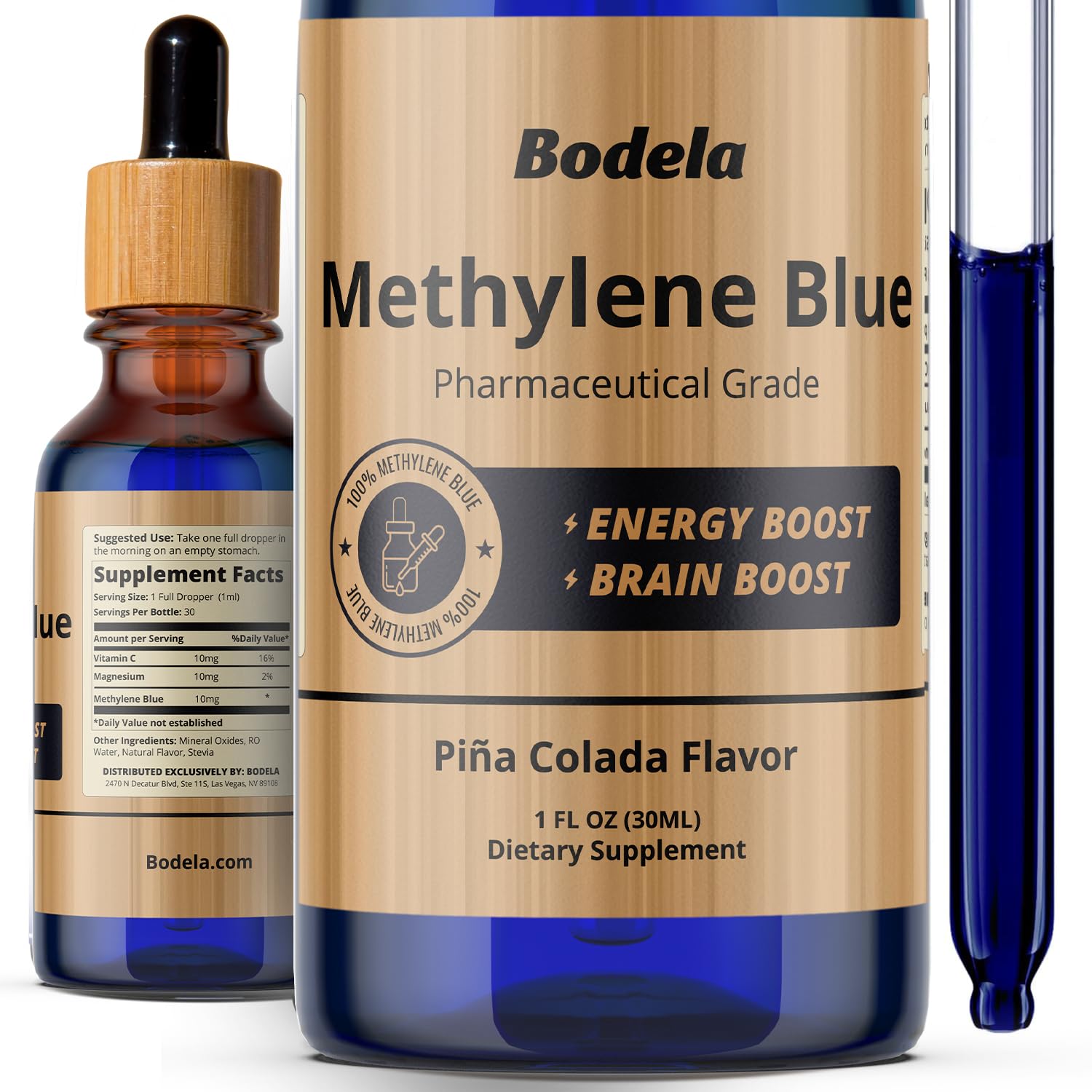 Bodela Methylene Blue pharmaceutical-grade 1 oz bottle with dropper