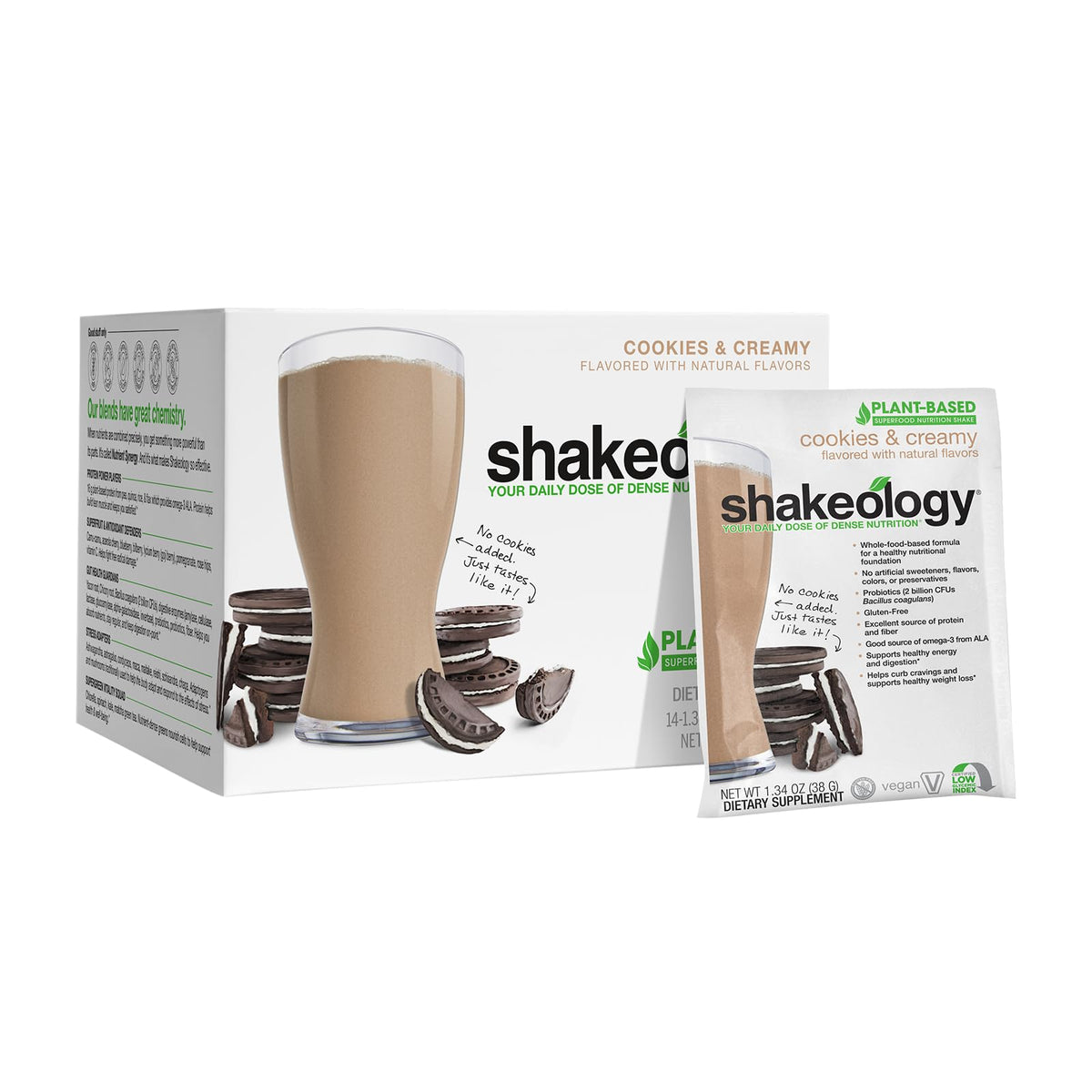 BODi Shakeology Cookies-Cream packet grab-and-go nutrition for busy days.