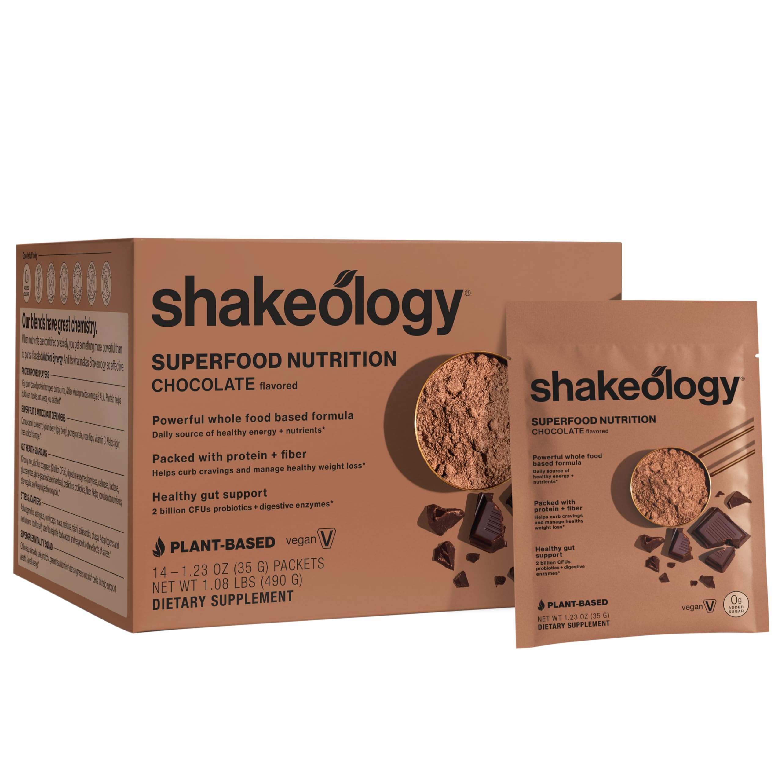 BODi Shakeology zero added sugar chocolate packet front view for grab-and-go fuel