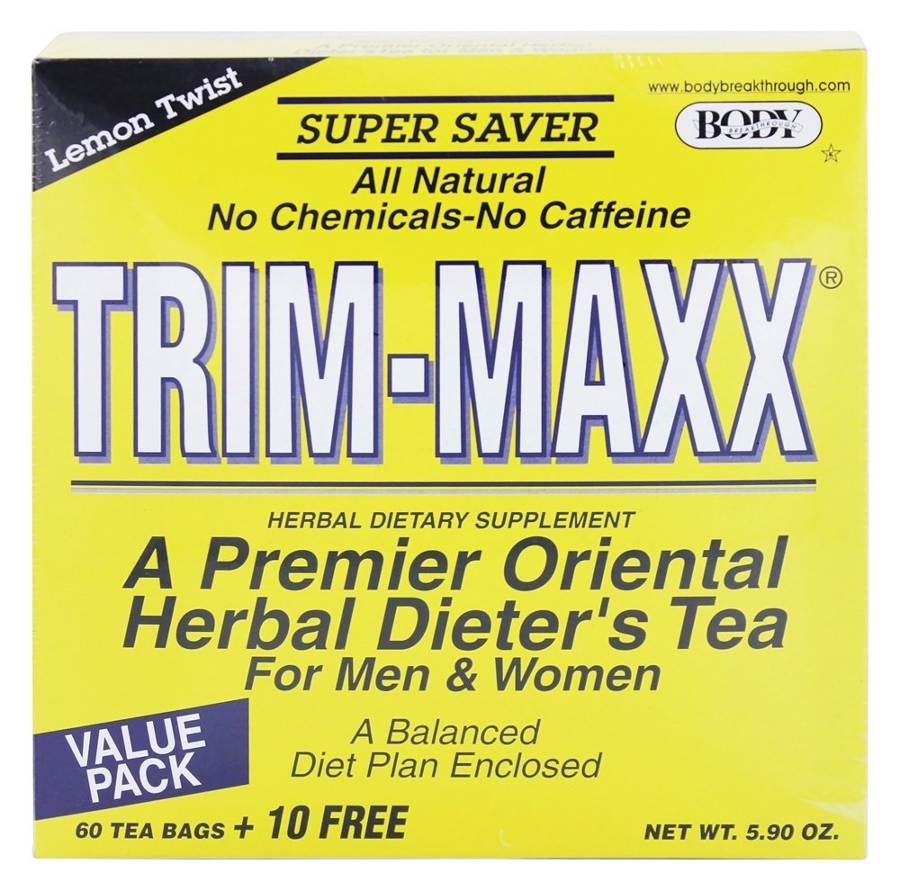 Body Brkthrough Trim-Maxx Lemon Twist tea bag for a caffeine-free, soothing ritual.