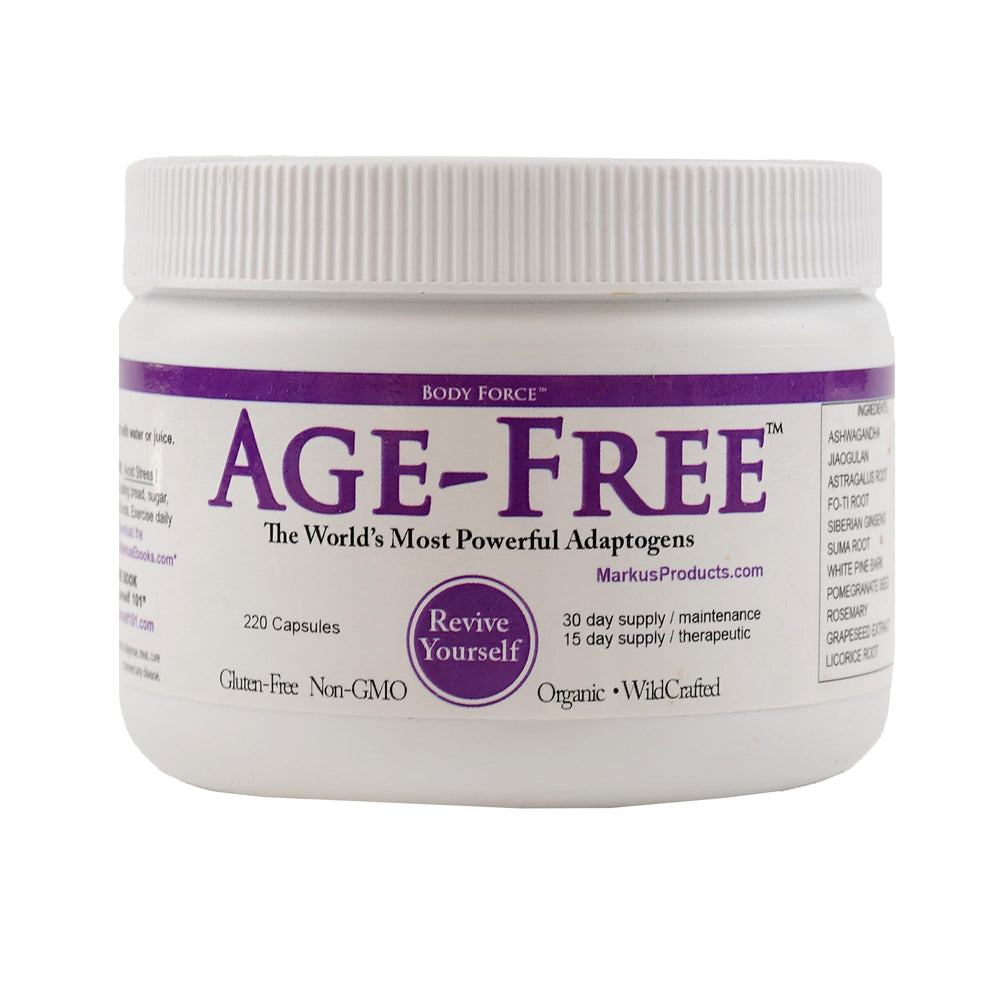 Body Force Age Free Formula capsules alongside herbs
