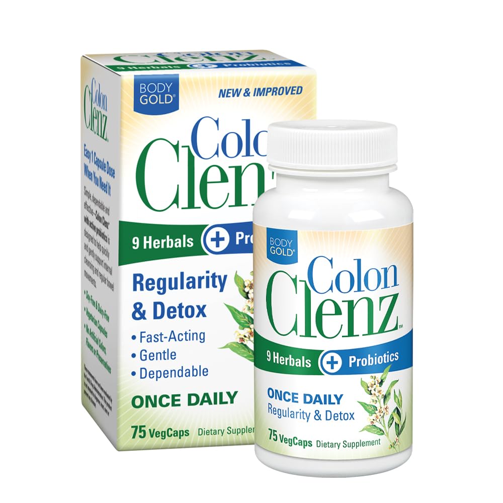 Body Gold Colon Clenz Regularity & Detox Formula bottle – 75 CT