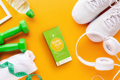 Packshot of Body Mint Sport bottle and tablets