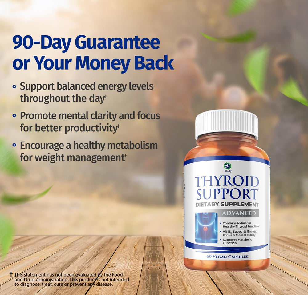 Close-up of thyroid support capsules