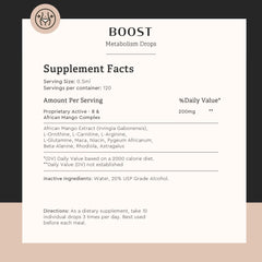Dropper dispensing Boost Drops under the tongue