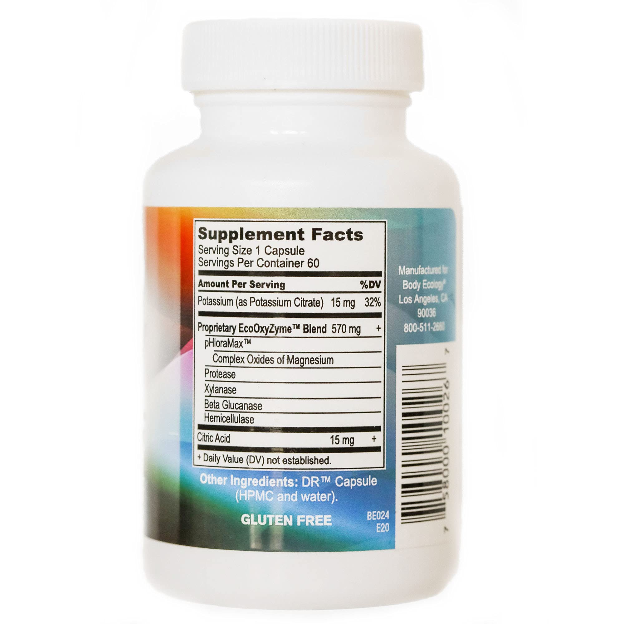 Back label of EcoOxyZyme illustrating ingredients