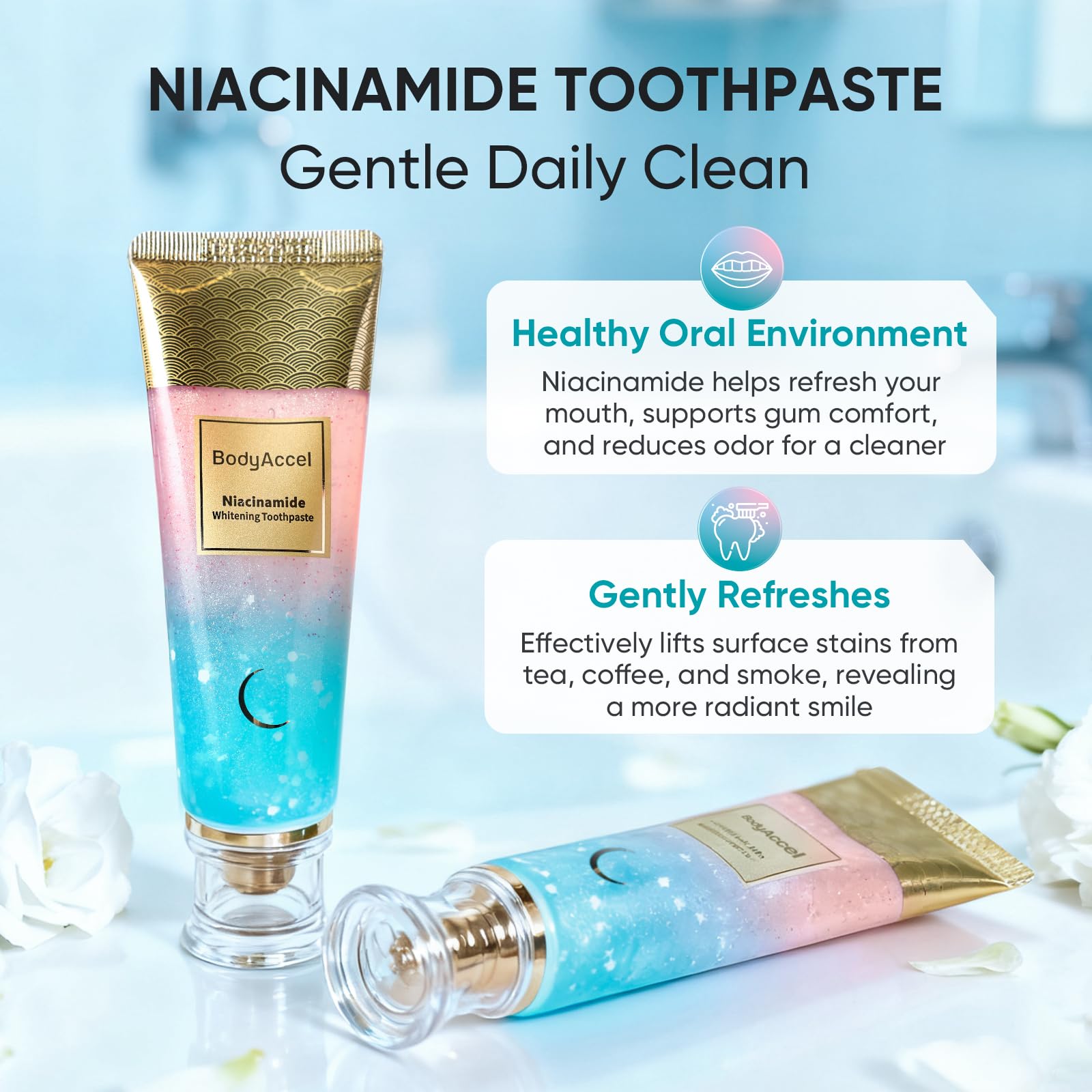 Toothpaste tube with brand label