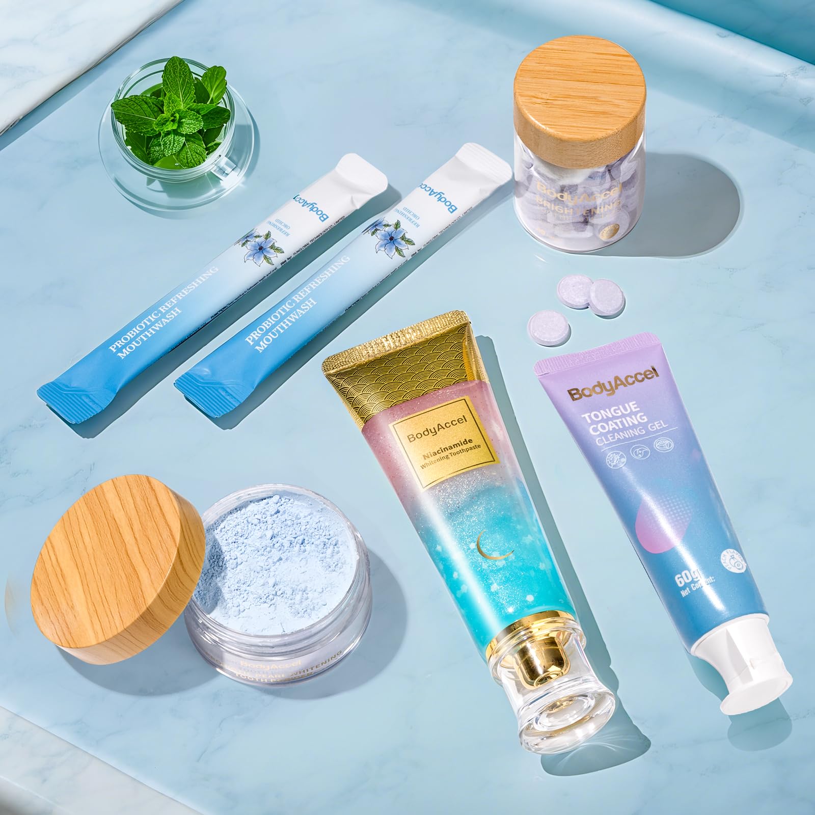 Cherry blossom peach fragrance visual for BodyAccel toothpaste
