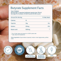 BodyBio Butyrate product label with ingredients