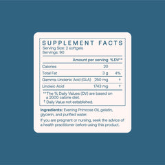 Label of BodyBio Evening Primrose Oil bottle