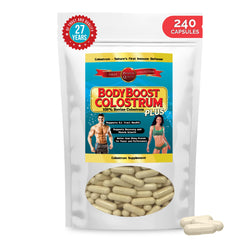 Bottle front view of BodyBoost Colostrum Capsules (240)