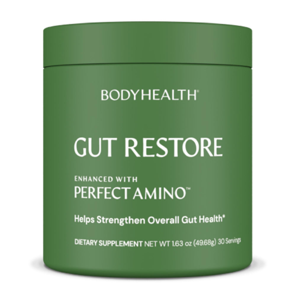 BodyHealth Gut Restore unflavored powder with scoop