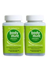Front view of BodyMint dual-pack with two 60-tablet bottles