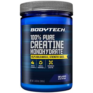BODYTECH 100% Pure Creatine Monohydrate Powder container — 60 servings, 10.58 oz