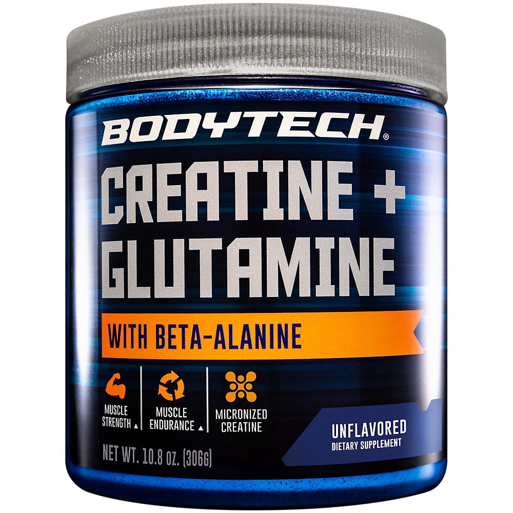 Bottle of BODYTECH Creatine & Glutamine with Beta-Alanine – Premium Performance Supplement