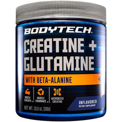 Bottle of BODYTECH Creatine & Glutamine with Beta-Alanine – Premium Performance Supplement