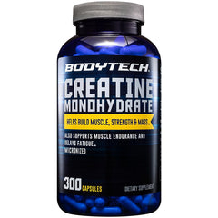 Close-up of BODYTECH Creatine Monohydrate Capsules bottle label