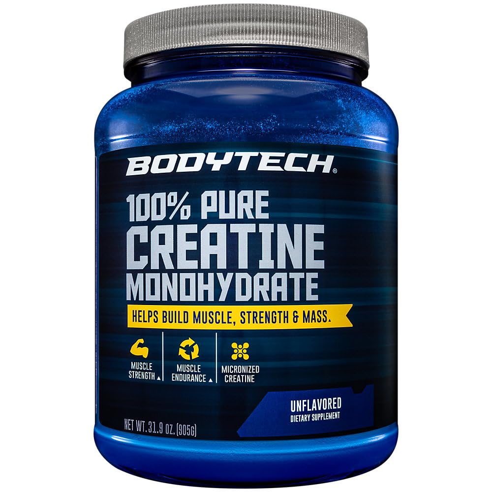 Front view of BODYTECH Creatine Monohydrate powder bottle