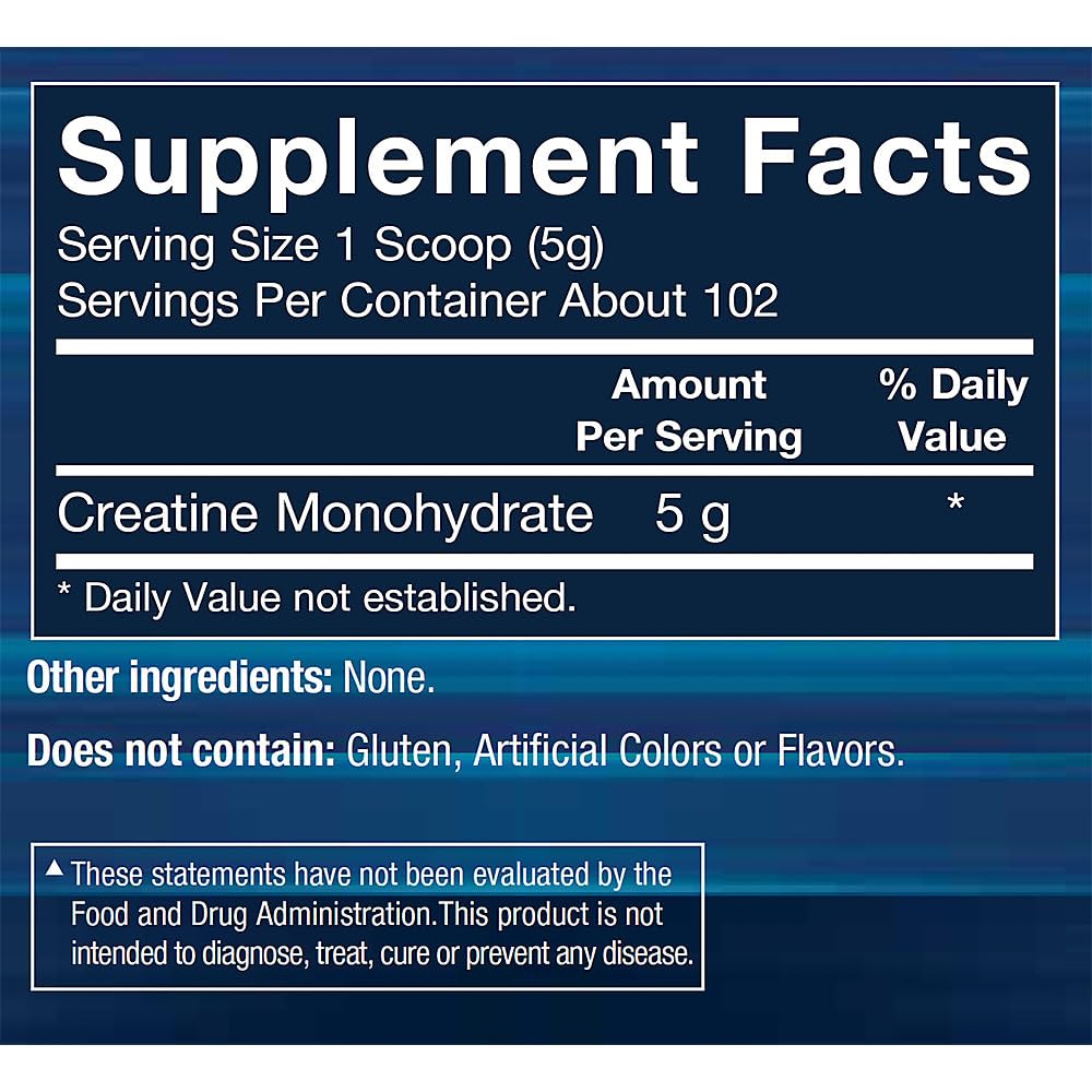 Nutrition facts panel for BODYTECH Creatine Monohydrate Powder