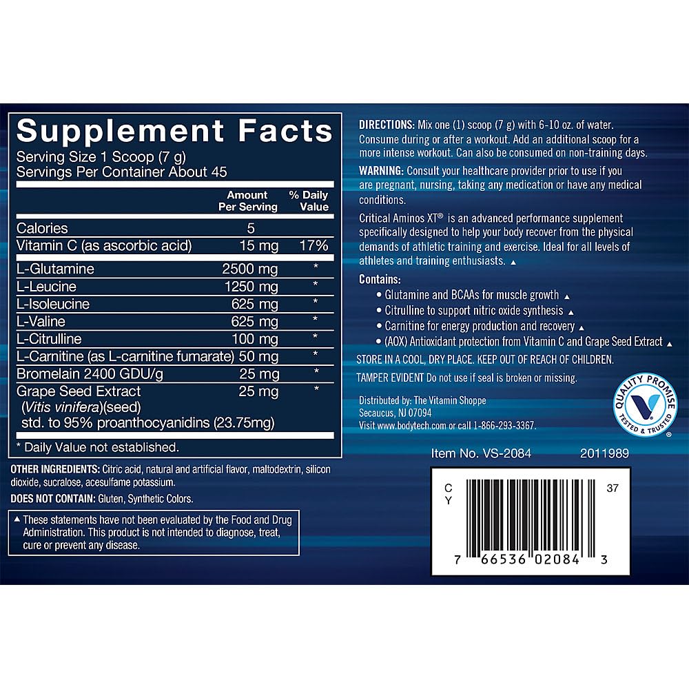 BODYTECH Critical Aminos XT serving pour showing fruit-punch flavor for post-workout recovery