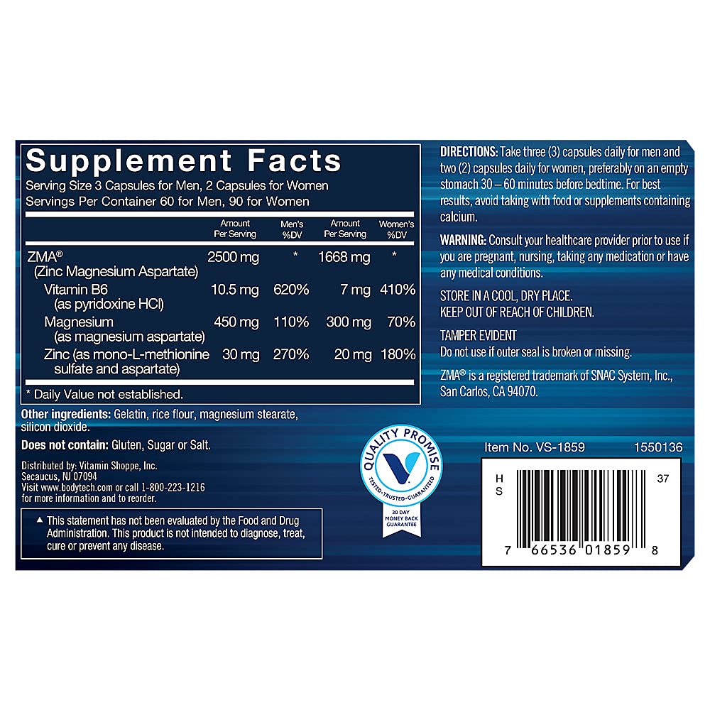 Serving size guidance for BODYTECH ZMA