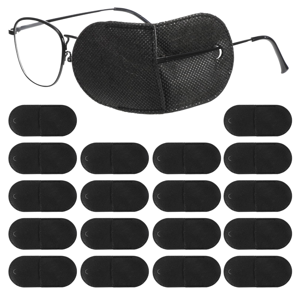 BOHUIZ 18-piece eye patches for glasses - front view in black