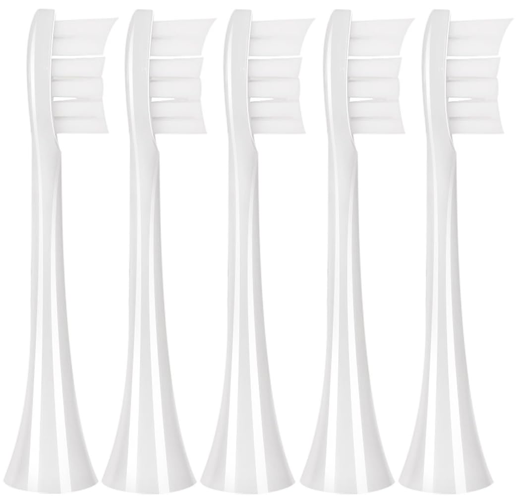 Five-pack white Boka 3.0 replacement toothbrush heads with dust cover