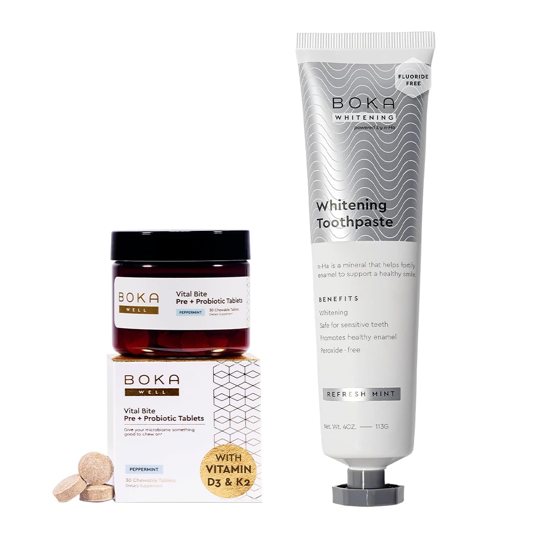 Boka Fluoride-Free Toothpaste with Nano Hydroxyapatite and whitening, 4 oz
