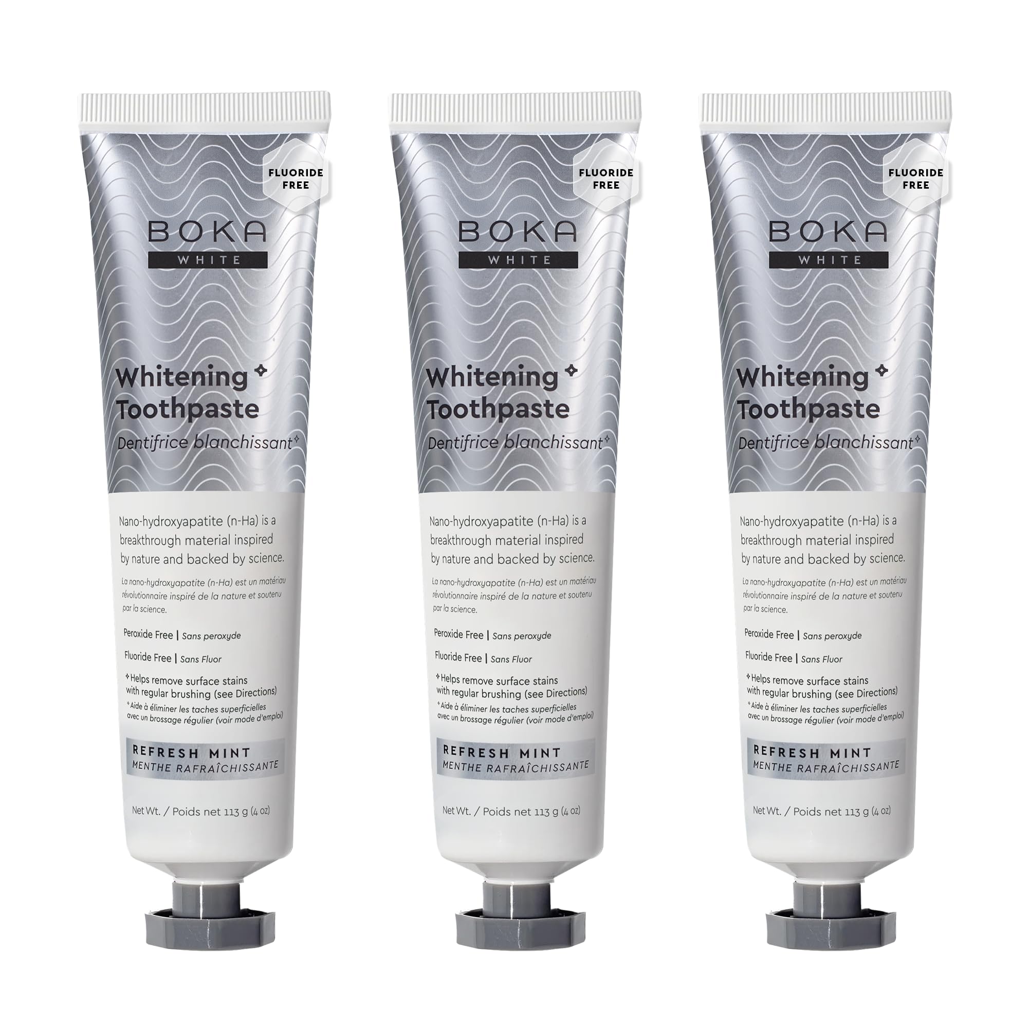 Boka fluoride-free toothpaste packaging and tube