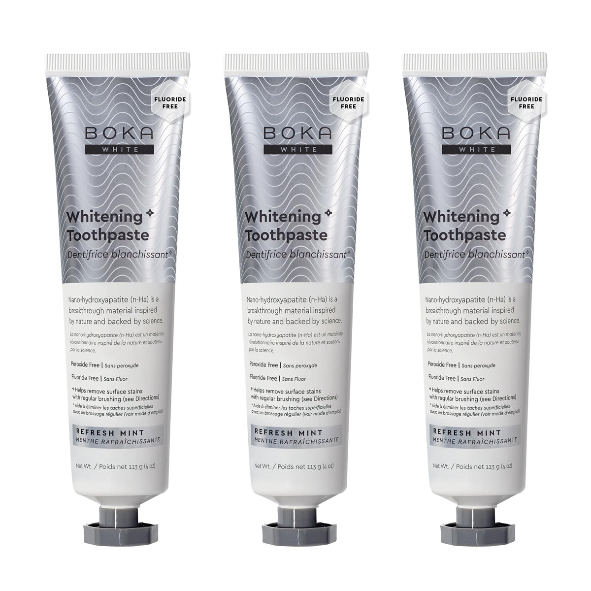 Boka fluoride-free toothpaste packaging and tube