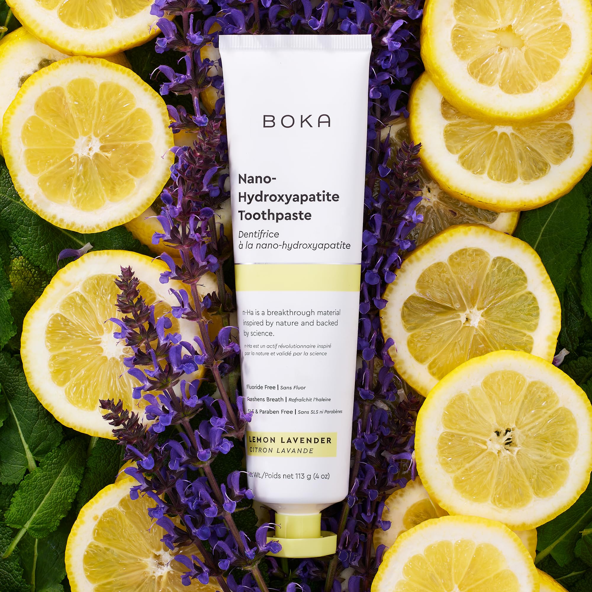 Boka fluoride-free toothpaste Lemon Lavender 4 oz 3-pack – side view