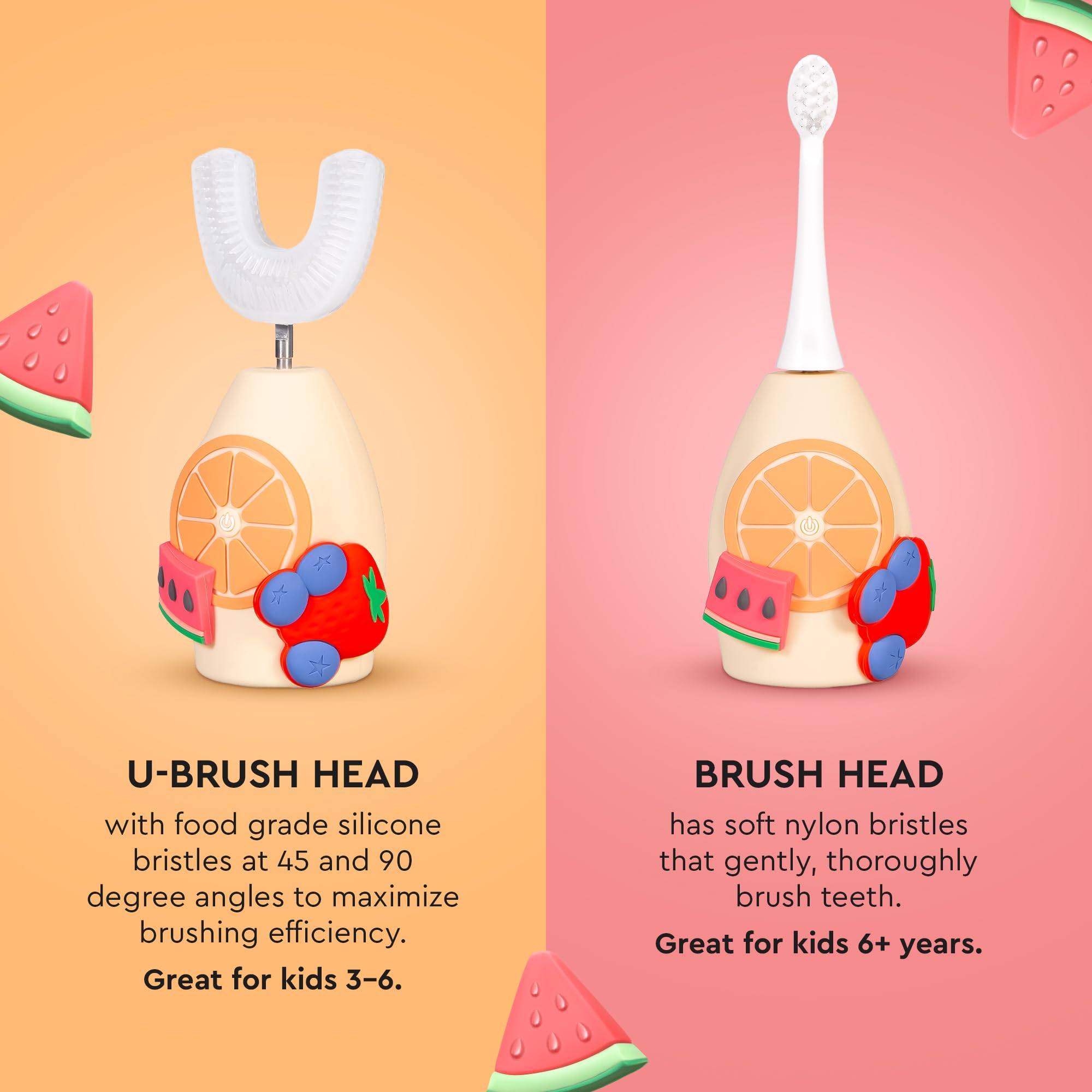 U-Brush head with soft silicone bristles