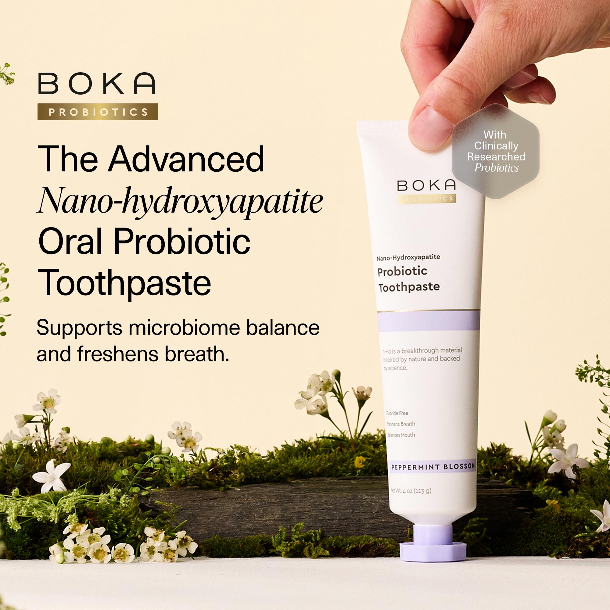 Close-up of nano-hydroxyapatite toothpaste