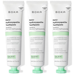 Boka Nano Hydroxyapatite Toothpaste Ela Mint – front view, 4oz, 3-pack