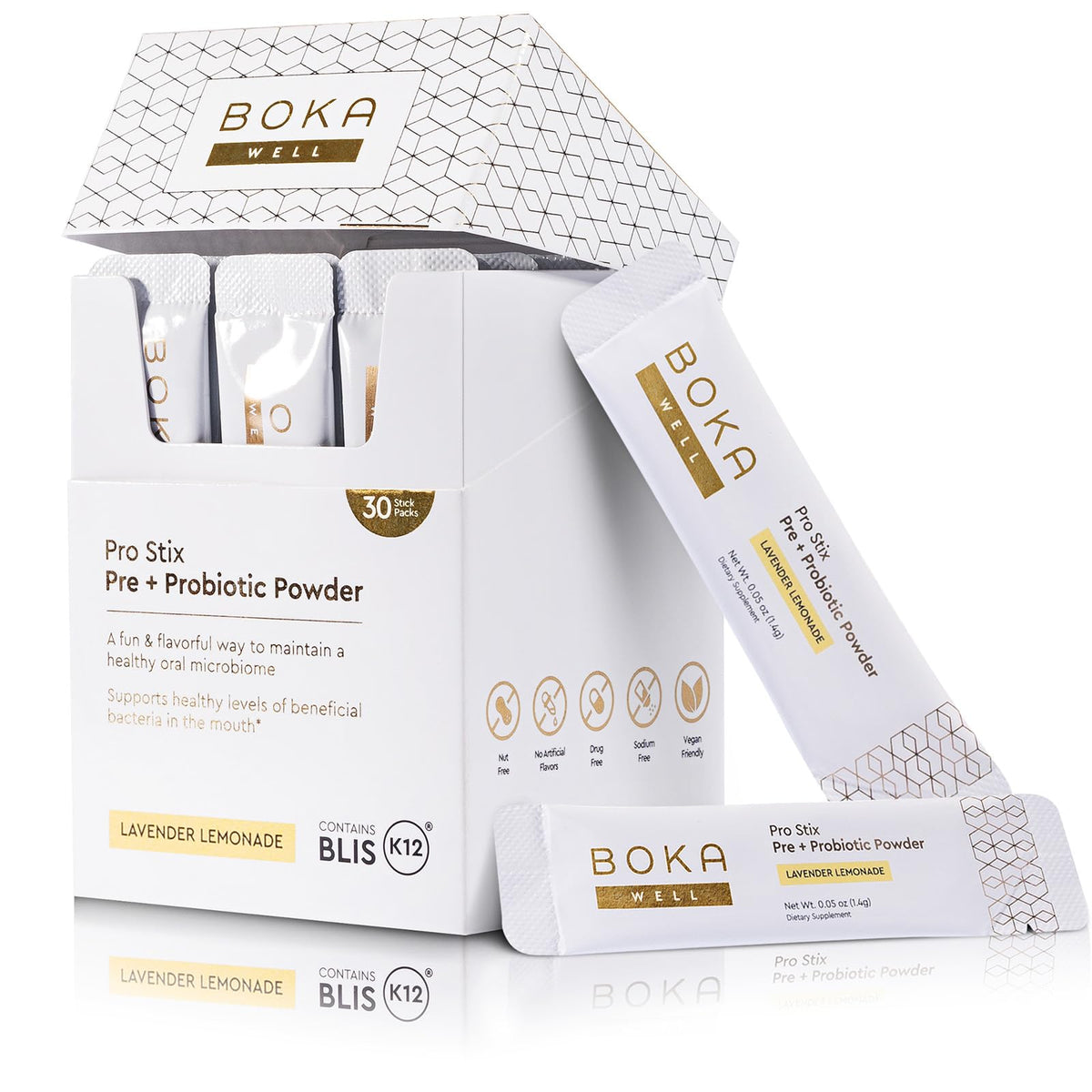 Boka Pro Stix Lemonade Lavender packaging – 30 sticks
