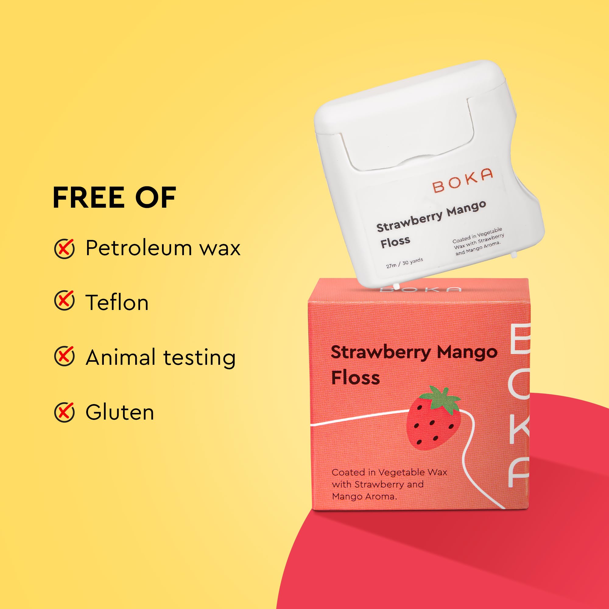 Strawberry mango flavor branding on floss packaging