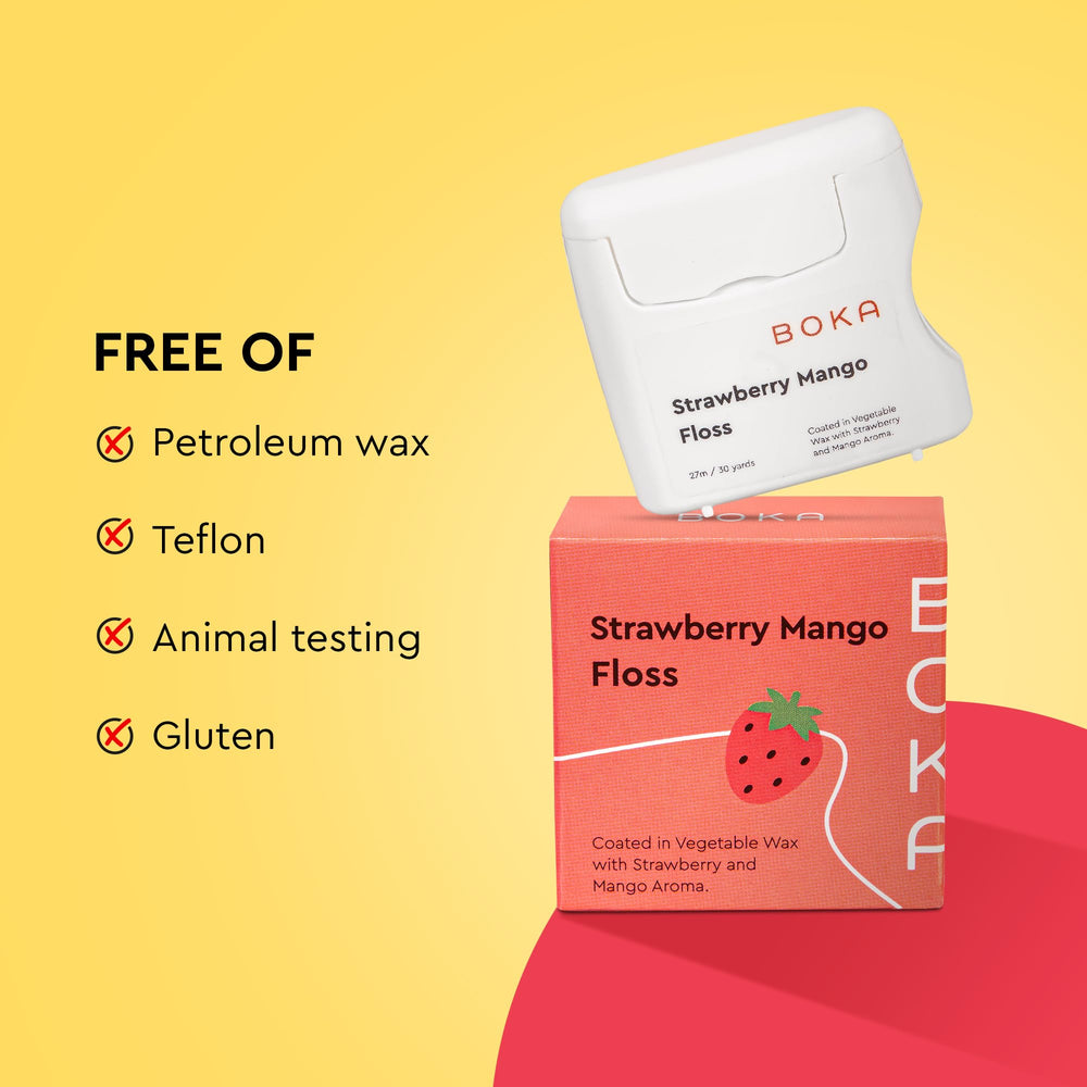Strawberry mango flavor branding on floss packaging