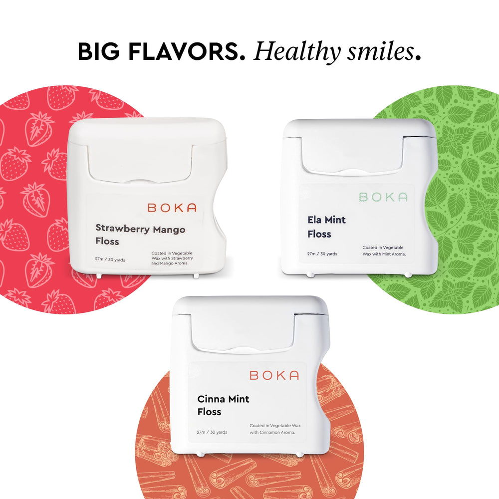 Two-pack Boka floss packaging side by side