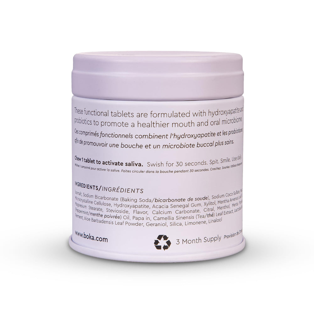 Compact travel-pack packaging for Boka mouthwash tablets
