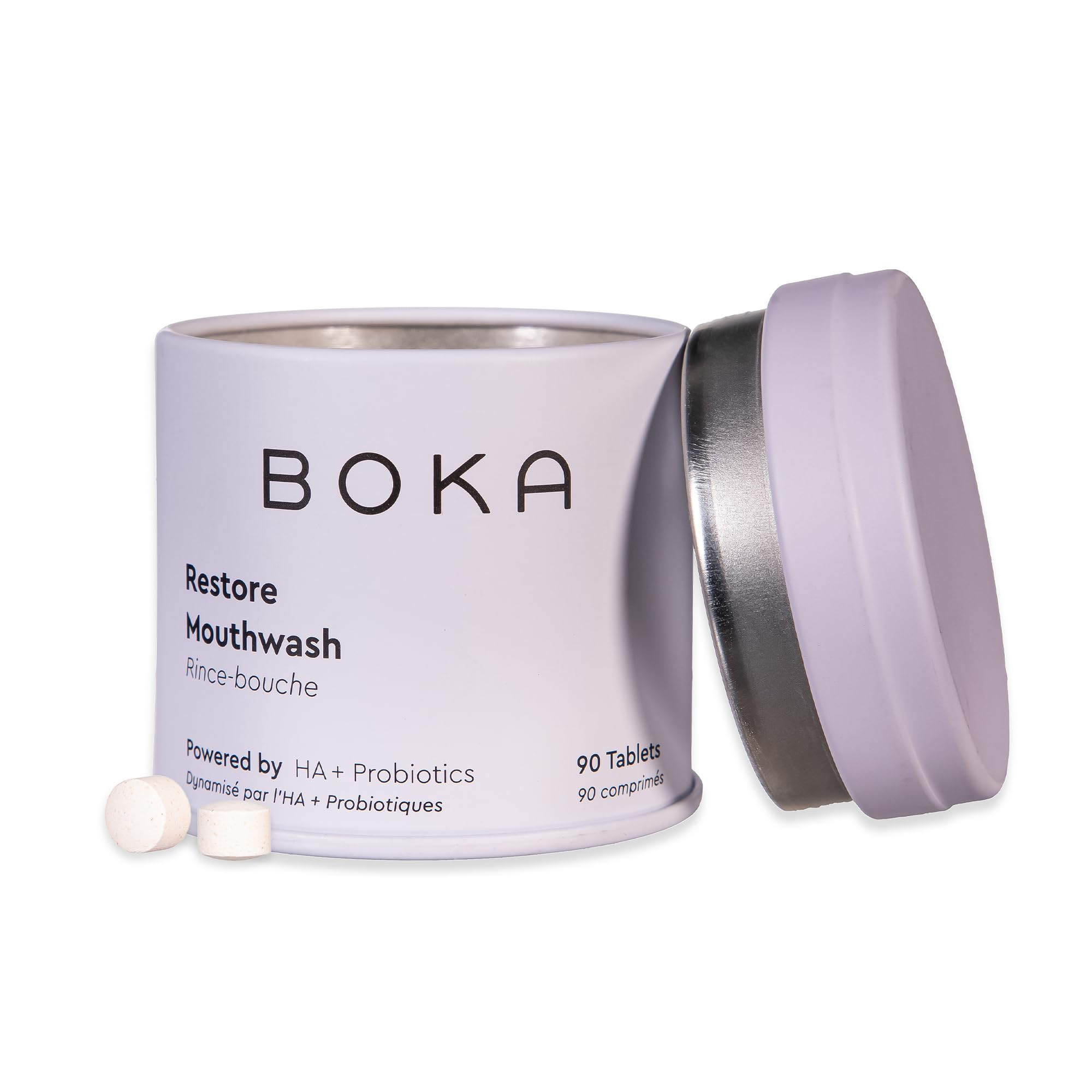 Boka travel-size mouthwash tablets in mint flavor, 90 pieces