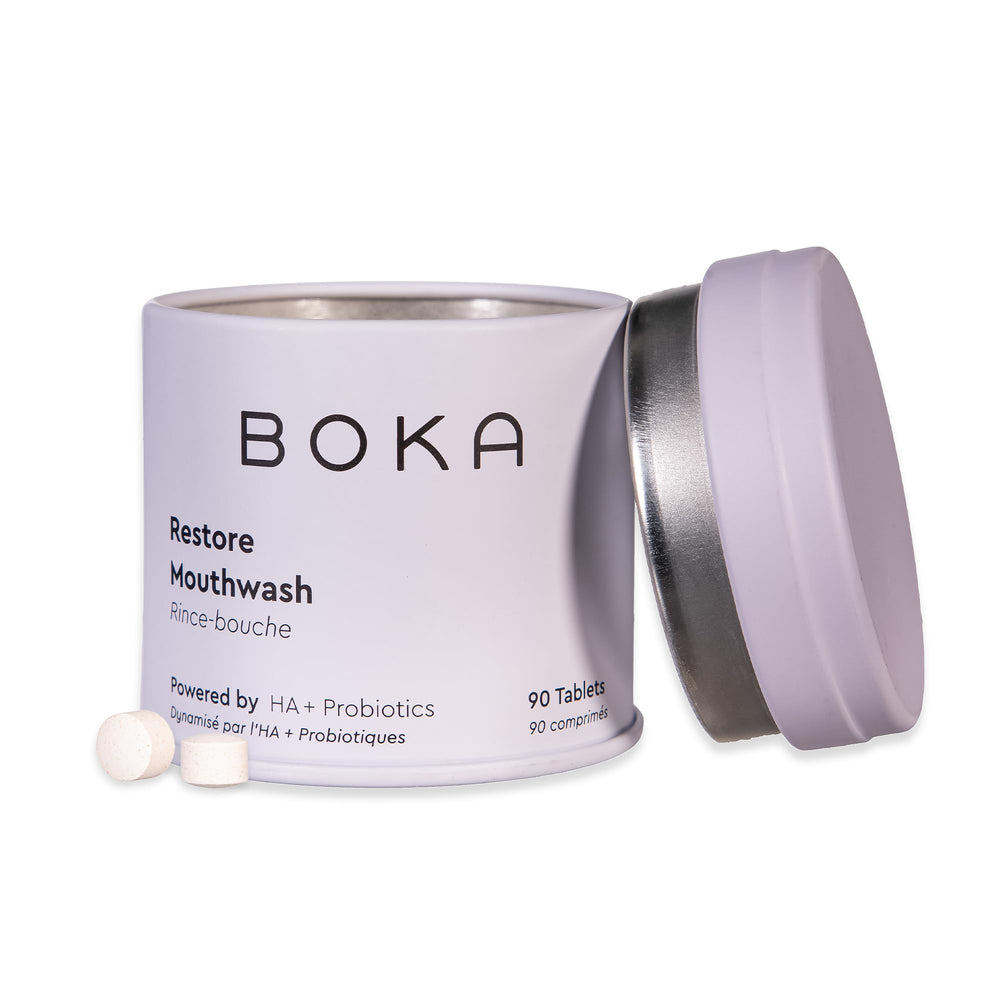 Boka travel-size mouthwash tablets in mint flavor, 90 pieces
