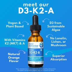 Algae-derived vegan D3 source illustration for Bold Botanica D3-K2-A