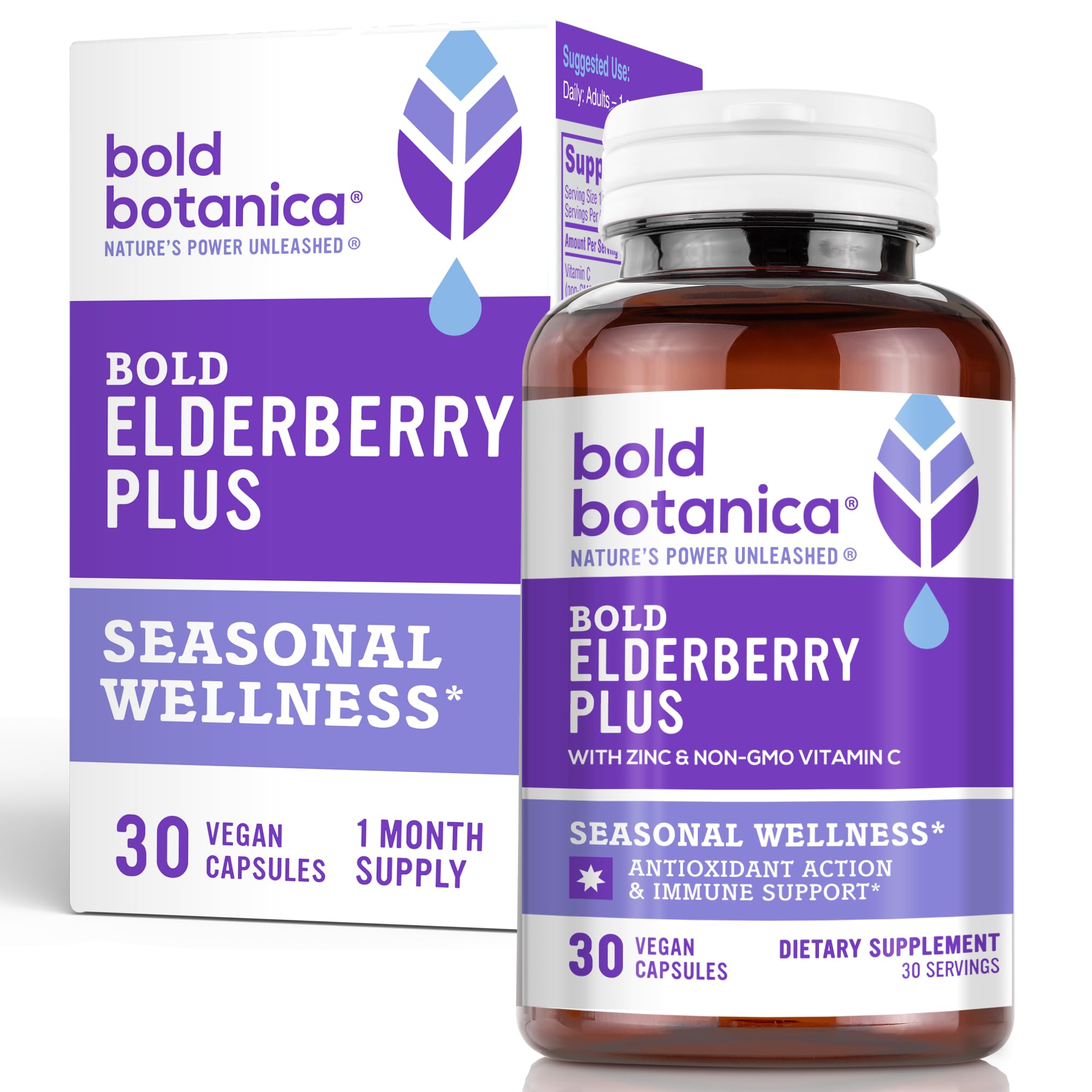 Bold Botanica Elderberry Plus bottle front label