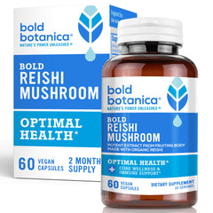 Bold Botanica Reishi Mushroom Capsules bottle with 60 vegan capsules