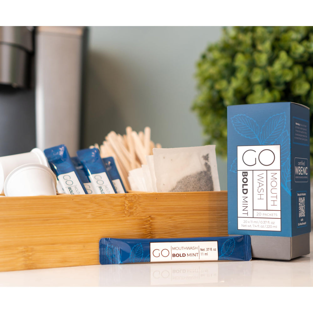 Bulk travel mouthwash packets for hotels, gyms, and travel facilities