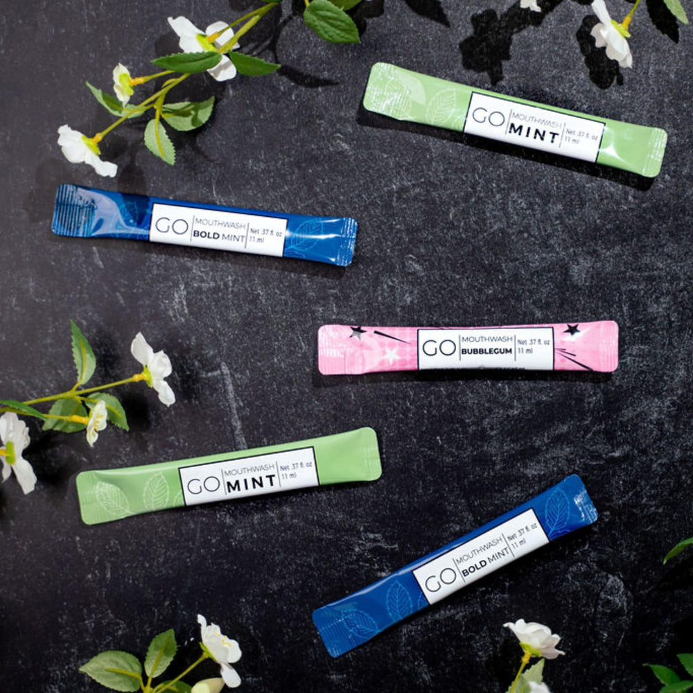 Gluten-free, dye-free, cruelty-free Go Mouthwash packets