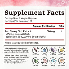 Product label showing 60:1 tart cherry extract
