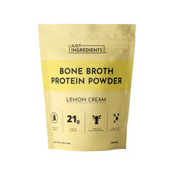 Just Ingredients Lemon Cream Bone Broth Protein Powder container