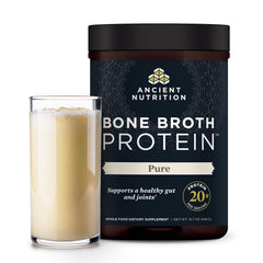 Vanilla flavor bone broth protein powder with 20g protein per serving