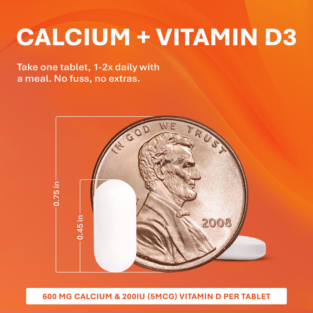 Calcium and Vitamin D3 tablet close-up